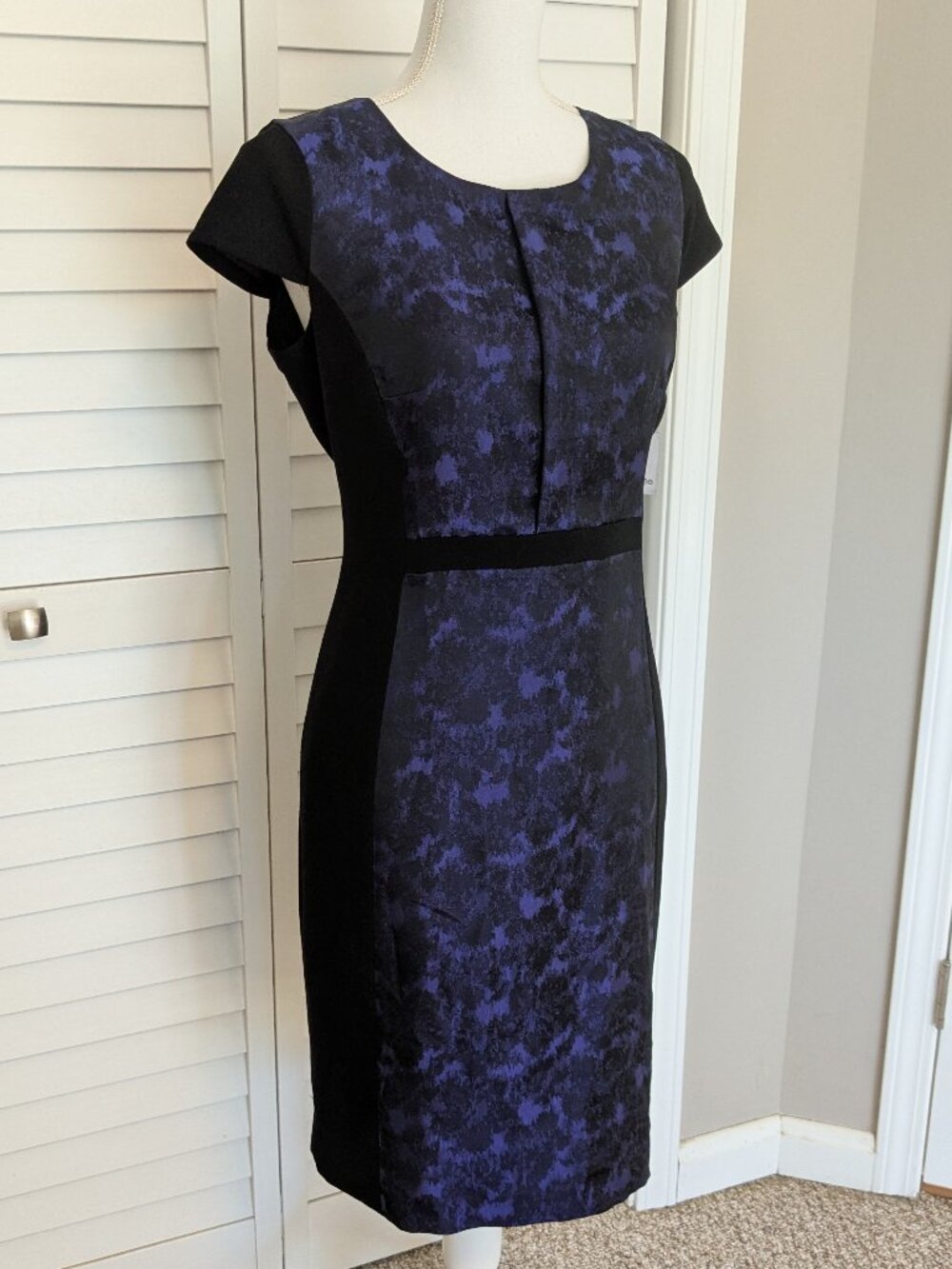NWT Liz Claiborne | Dark Purple & Black Illusion Sheath Dress Size 10